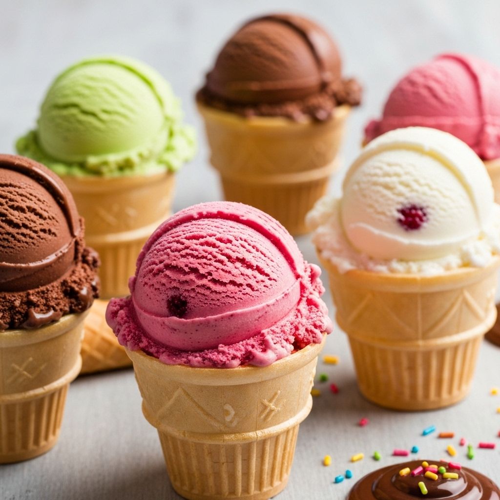 Delicious ice cream cones